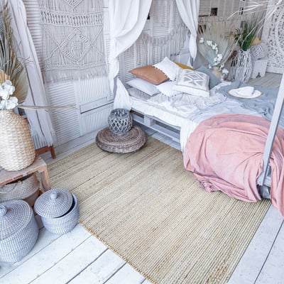 Tapis tissé et tressé en jute et coton  MARAGE - style bohème THE DECO FACTORY