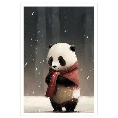 Affiche enfant panda sous la neige HEXOA