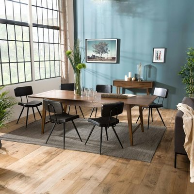 Table à manger extensible style vintage en bois exotique 200/240cm avec rallonge centrale PADANG PIER IMPORT