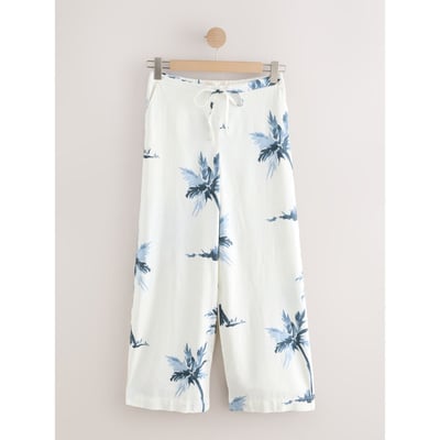 Pantalon en mélange de lin coupe large NEXT