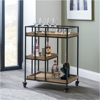 Industrial Natural Wood Bar Trolley SO'HOME