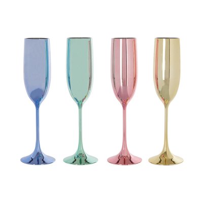 Set of 4 Assorted Colour Plastic Champagne Flute Glasses SO'HOME