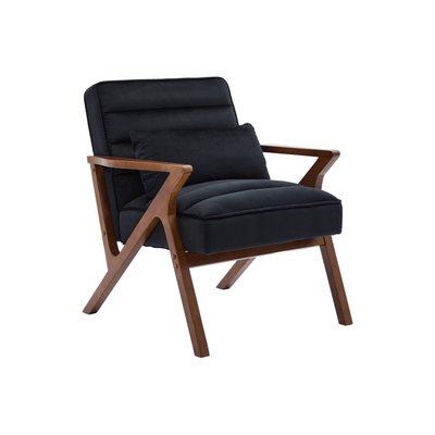 Fauteuil scandinave bois d'hévéa et velours ANTOINE SWEEEK