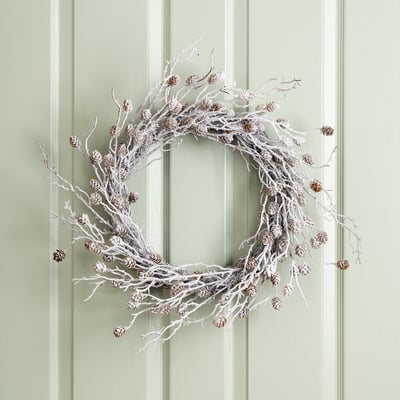 51cm Frosted White & Cone Wreath SO'HOME