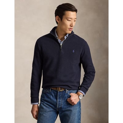 Pull demi-zippé en coton piqué POLO RALPH LAUREN