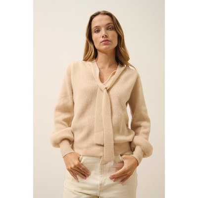 Pull Col Lavallière Sable Noty JUST CASHMERE