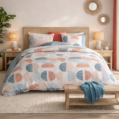 Parure housse de couette en coton imprimée, Halley C DESIGN HOME TEXTILE