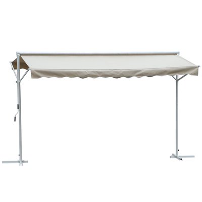 Store double pente acier époxy blanc polyester imperméabilisé OUTSUNNY