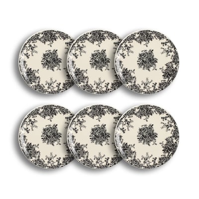 Lot de 6 assiettes à dessert en grès 19,5cm, FLORALI NOVASTYL