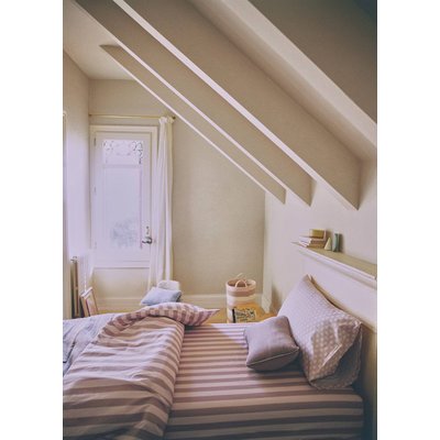 Drap-housse enfant en coton percale rayures épaisses lit 90 cm MANGO HOME