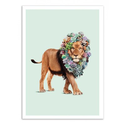Affiche d’art et cadre noir 50 x 70 cm - Succulent lion - Jonas Loose WALL EDITIONS