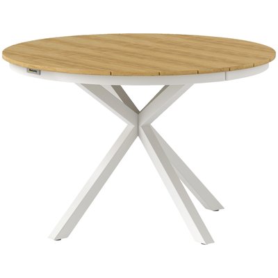 Table de jardin ronde 4 personnes dia. 118 cm alu plateau effet bois teck OUTSUNNY