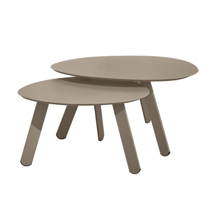 Tables basses gigognes de jardin rondes en métal Ø68x40 cm et Ø55x36 cm - Par 2, BERGAME OVIALA