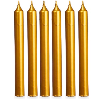 Set de 6 bougies pour chandelier dorées longues 2x2x15cm WADIGA