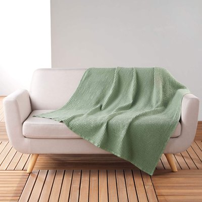Plaid gaufrette en coton uni DOUCEUR D'INTÉRIEUR