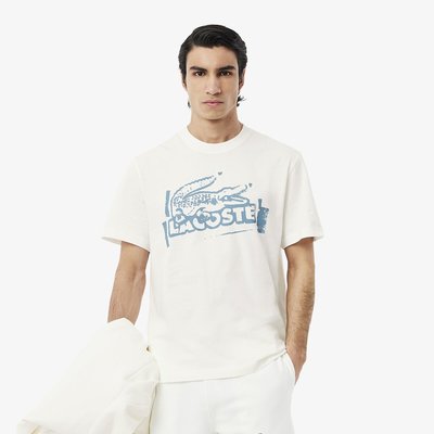T-shirt em jersey de algodão estampado LACOSTE