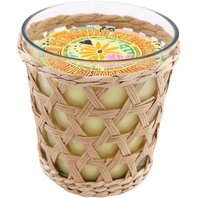 Bougie à la citronnelle pot décoratif en rotin JARDINDECO