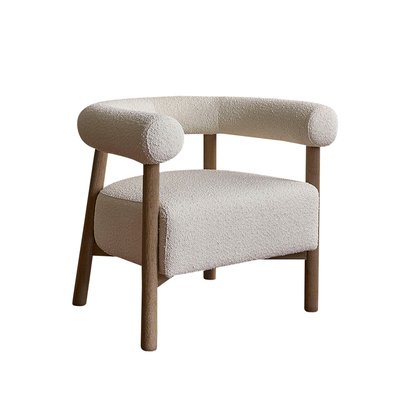 Fauteuil en chêne massif et bouclette  DUNE BERAH GETAH