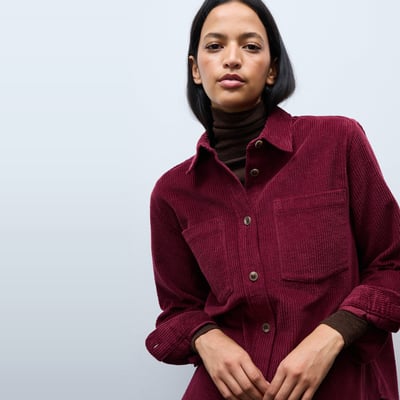 Chemise manches longues en velours en coton BIO GOTS MONOPRIX