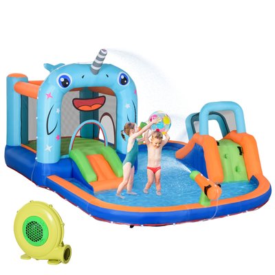 Château gonflable enfant multi-équipement - polyester multicolore OUTSUNNY