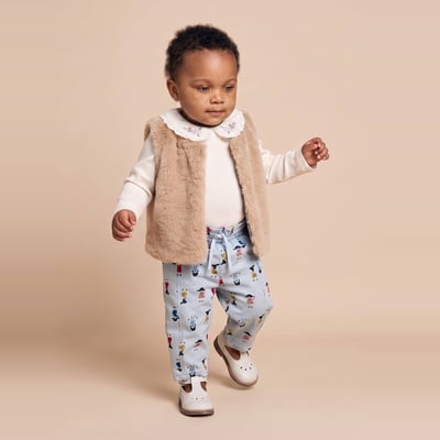 Pantalon taille élastique imprimé en coton BOUT'CHOU