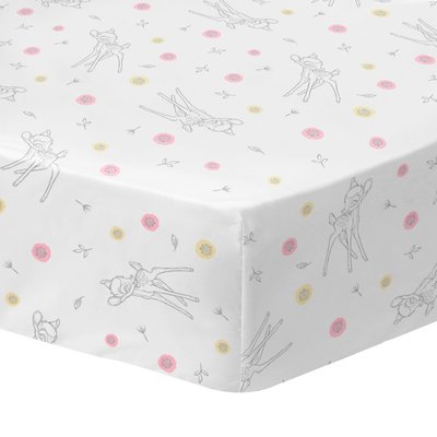 Drap-housse imprimé 100% coton, BAMBI FLOWERS DISNEY