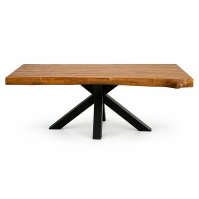 Table à manger style contemporain bois métal pied mikado plateau teck 200x110cm TIMOR PIER IMPORT