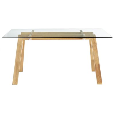 Table à manger design fixe en verre pieds bois L160 cm BACCO MILIBOO