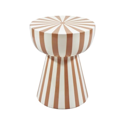 Table d'appoint, bout de canapé, table de chevet, acier émaillé rayures bicolores Ø34 x H41cm ZIGGY SWEEEK