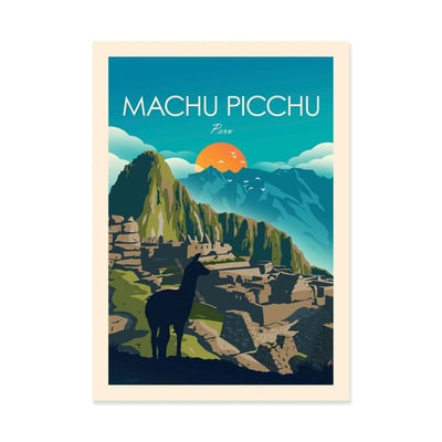 Affiche d’art et cadre noir 30 x 40 cm - Machu Picchu - Studio Inception WALL EDITIONS