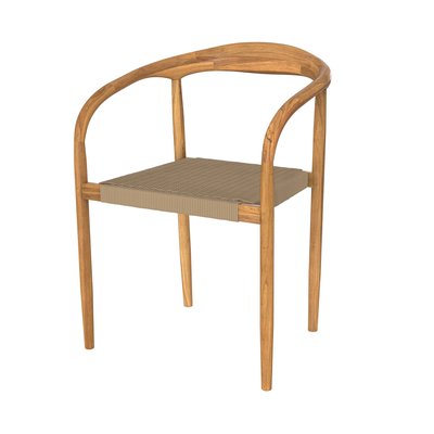Chaise de jardin en corde de teck (à l'unité) - LANZA RENDEZ-VOUS DÉCO