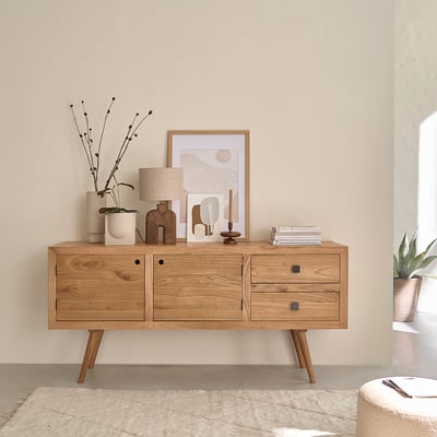 Commode en bois massif 180 cm 2 portes 2 tiroirs  SACHA BERAH GETAH
