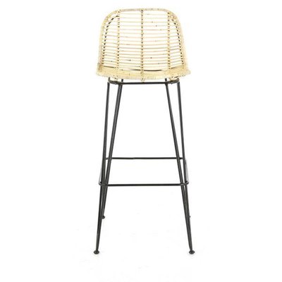 Chaise de bar en rotin naturel et pieds épingles métal Fresh ZAGO