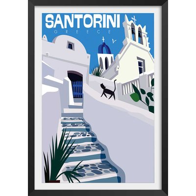 Poster de santorini blanc bleu HEXOA