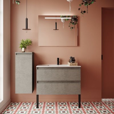Meuble salle de bain vasque intégrée 2 tiroirs - HUDSON HOMIFAB