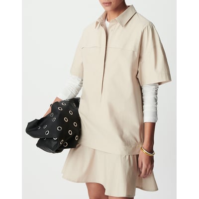 Kurzärmeliges, ausgestelltes Kleid mit Hemdkragen IKKS