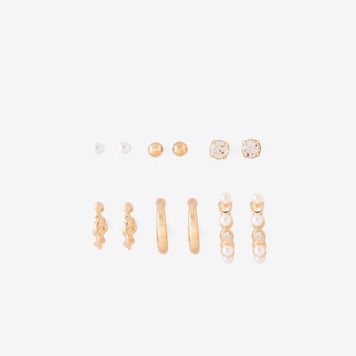 Set de 6 paires de boucles d'oreilles puces et créoles BALABOOSTE