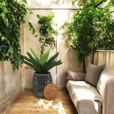 Table tonneau de jardin corde grise plateau amovible PIER IMPORT