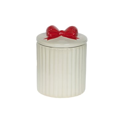 Boite nœud rouge H12 cm en céramique AMADEUS