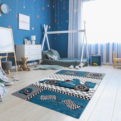 Tapis enfant tissé KID RACE UN AMOUR DE TAPIS