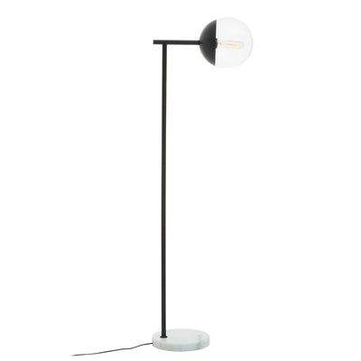 128cm Globe Black Metal Floor Lamp with Marble Base SO'HOME