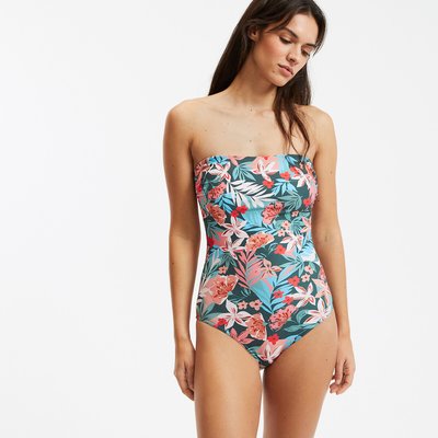 Bustier Bra Swimming Costume in 1 Piece with Floral Print ANNE WEYBURN