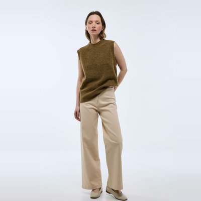 Pantalon large taille haute contenant du coton MONOPRIX