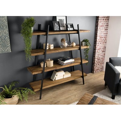 Étagère 140x145cm style industriel 4 niveaux teck recyclé et métal SWING PIER IMPORT