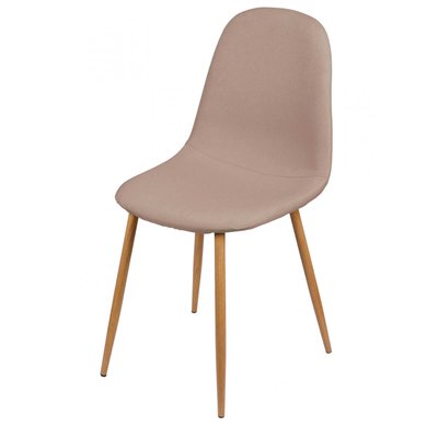 Chaise en Tissu Taupe Pieds en Métal Effet Bois WADIGA