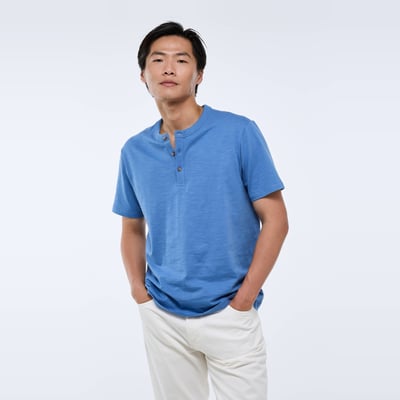T-shirt manches courtes col tunisien en coton bio GOTS MONOPRIX