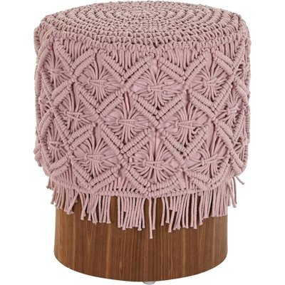 Pouf bohème  macramé coton bois élégant RECOLLECTION