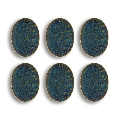 Lot de 6 assiettes ovales en porcelaine 24cm, VENUS OGO LIVING