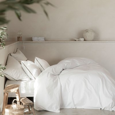 Housse de couette en percale de coton prestige 120 fils, VOLUPTÉ PURE BLANC CERISE