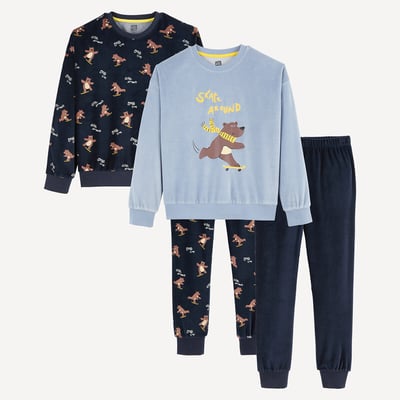 Lot de 2 pyjamas en velours, motif ours en skate LA REDOUTE COLLECTIONS